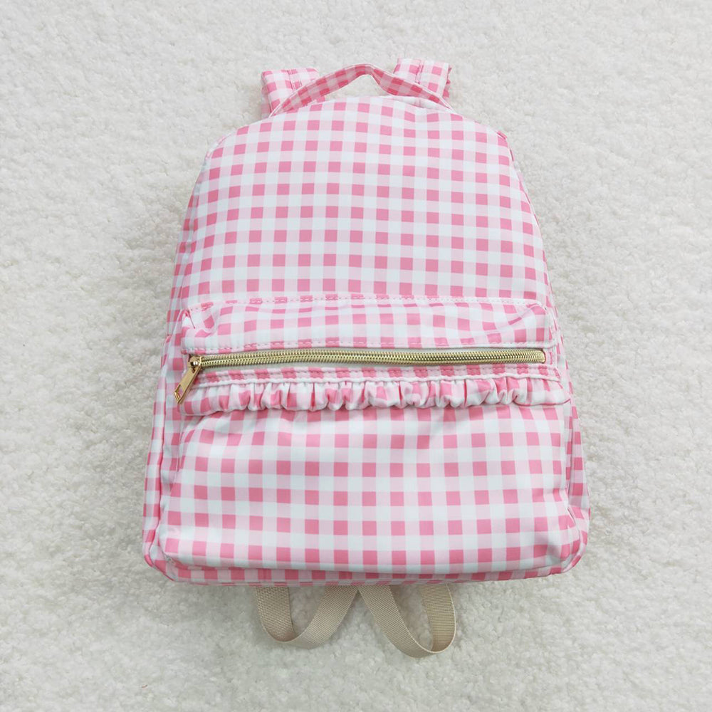 Baby Girls Back To School Pink Checkered Back Bags Lunch Boxes