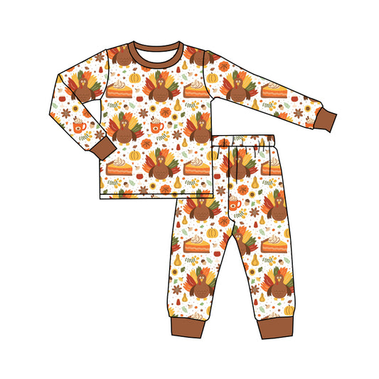 Baby Boys Turkey Thanksgiving Top Pants Pajamas Clothes Sets Preorder(moq 5)