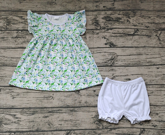Baby Girls Blue Berry Flutter Sleeve Top Shorts Clothes Sets