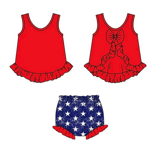 Baby girls july 4th bummie sets preorder