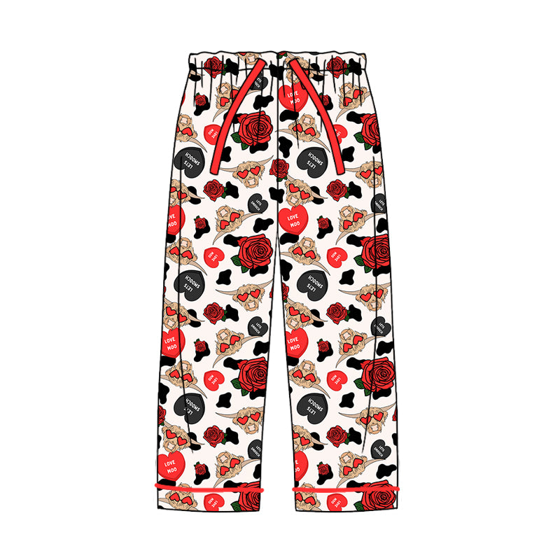 Adult Women Valentines Highland Cow Bottom Pants Preorder(moq 5)