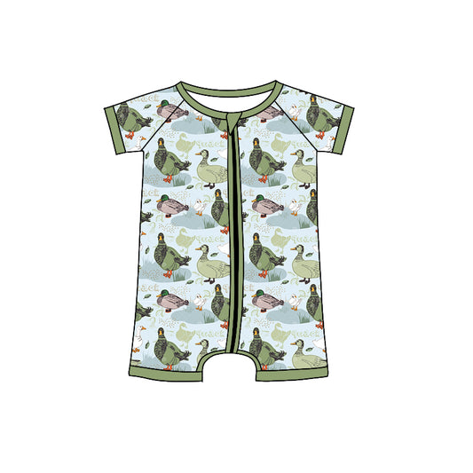 Baby Infant Boys Ducks Short Sleeve Zip Rompers preorder(moq 5)