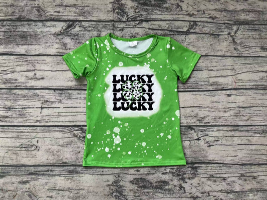 Baby Girls Green Lucky St Patrick Day Short Sleeve Tee Shirts Tops