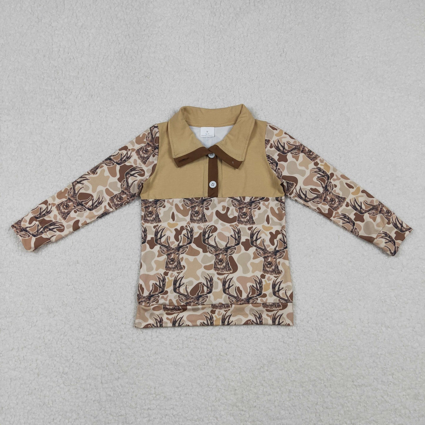 Baby Boys Khaki Camo Deer Button Hunting Pullovers Top