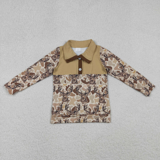 Baby Boys Khaki Camo Deer Button Hunting Pullovers Top