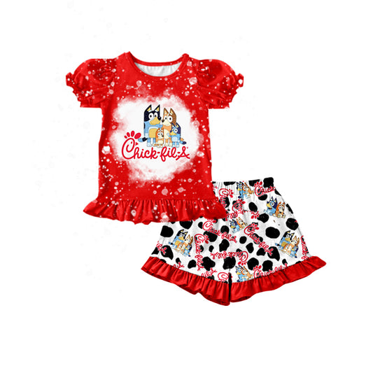 Baby Girls Dogs Red Chips Family Shirts Shorts Clothes Sets preorder(moq 5)