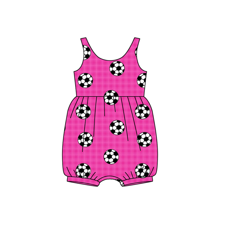 Preorder(moq 5)Baby Infant Girls Rose Red Sleeveless Footballs Polka Ruffle Rompers