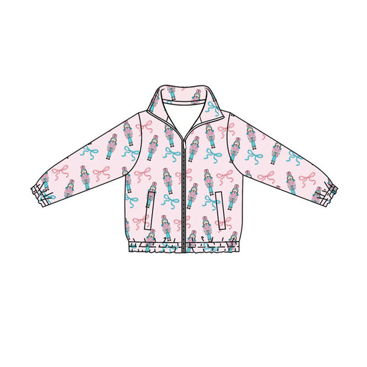 Preorder (moq 5)Baby Girls Bows Soldiers Christmas Zip Pockets Jackets Top