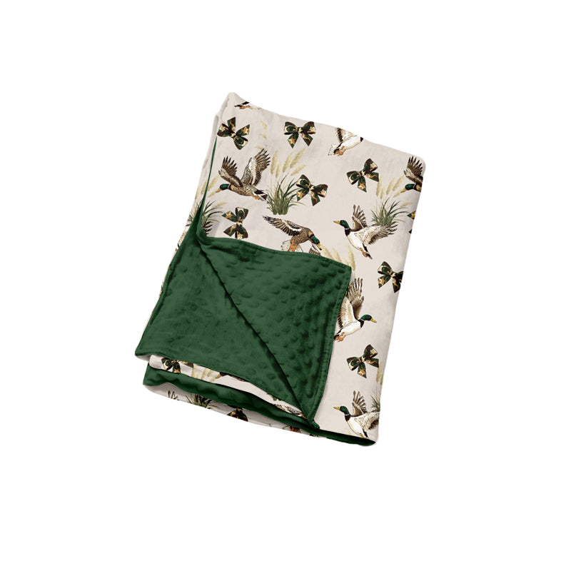 Preorder (moq 5) Baby Girl Clothes Mallard Duck Splatter Print Minky Dot Backing Swaddle Blanket