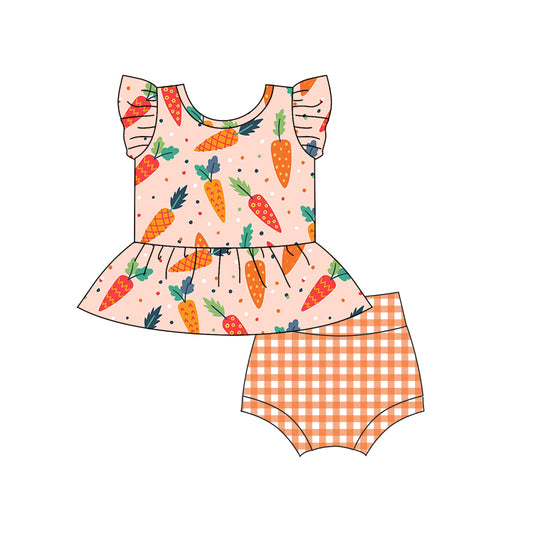 Baby Girls Toddler Easter Carrots Top Bummie Sets preorder(moq 5)