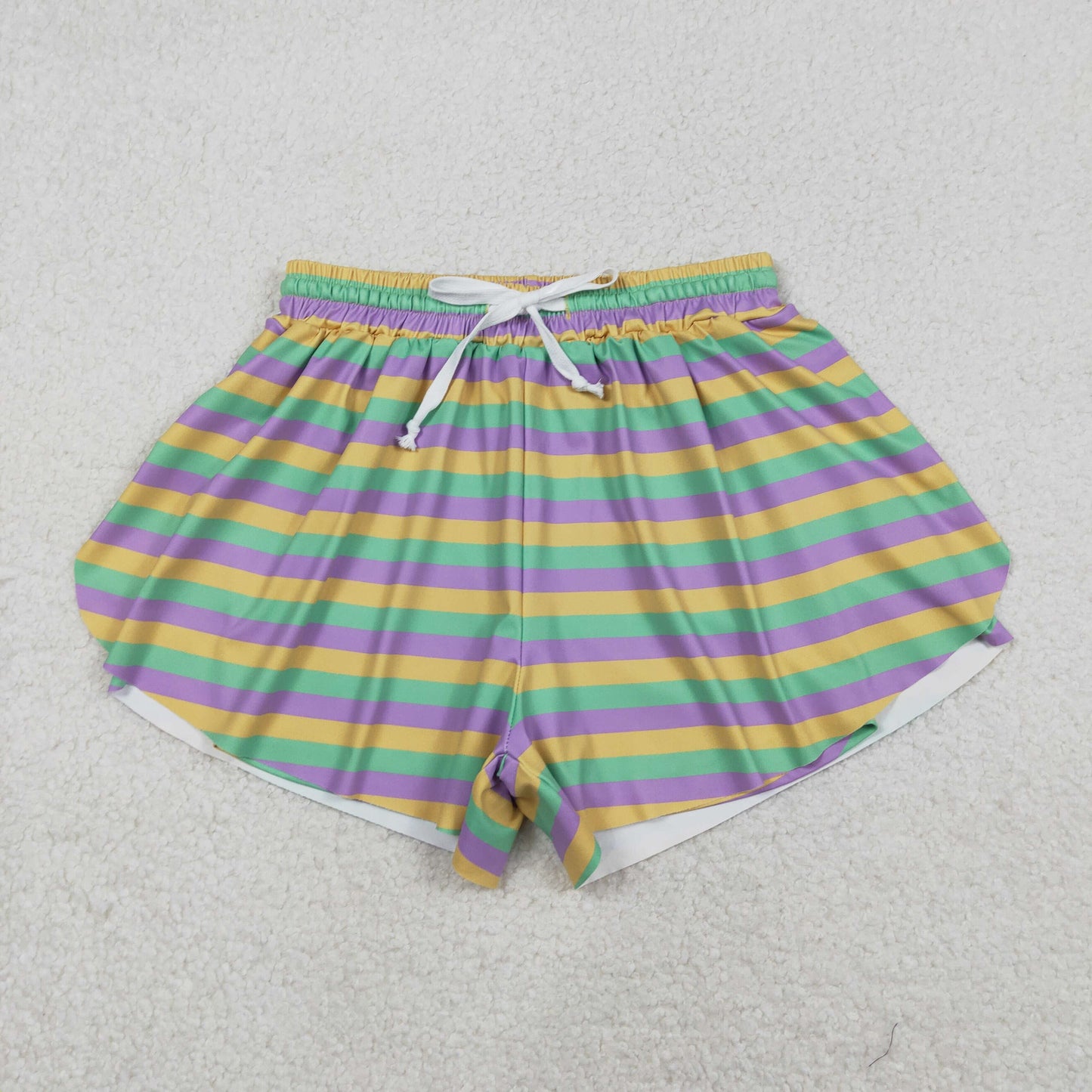 Mama and Me Mardigras Stripes Yoga Active Ruffle Shorts Bottom