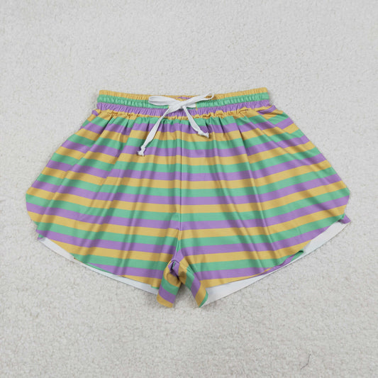 Mama and Me Mardigras Stripes Yoga Active Ruffle Shorts Bottom