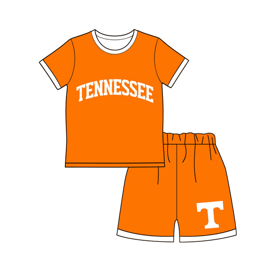Preorder moq 5 Baby Boys Orange Tennessee Top Short Team Clothes Sets
