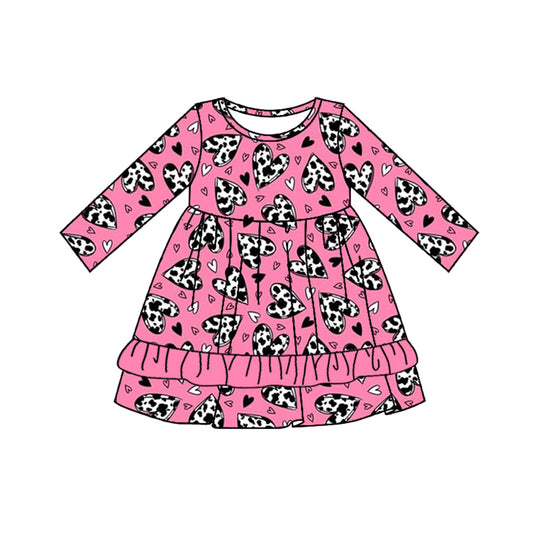 Baby Girls Western Valentines Hearts Knee Length Dresses preorder(MOQ 5)