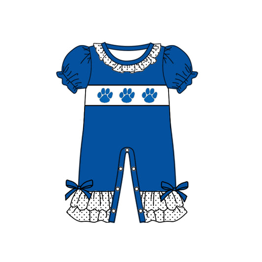 Baby Girls UK Team Blue Checkered Short Sleeve Rompers preorder(moq 5)