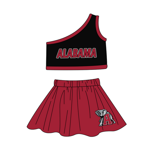 Baby Girls Alabama Team One Shoulder Top Skirt Clothes Sets Preorder(moq 5)