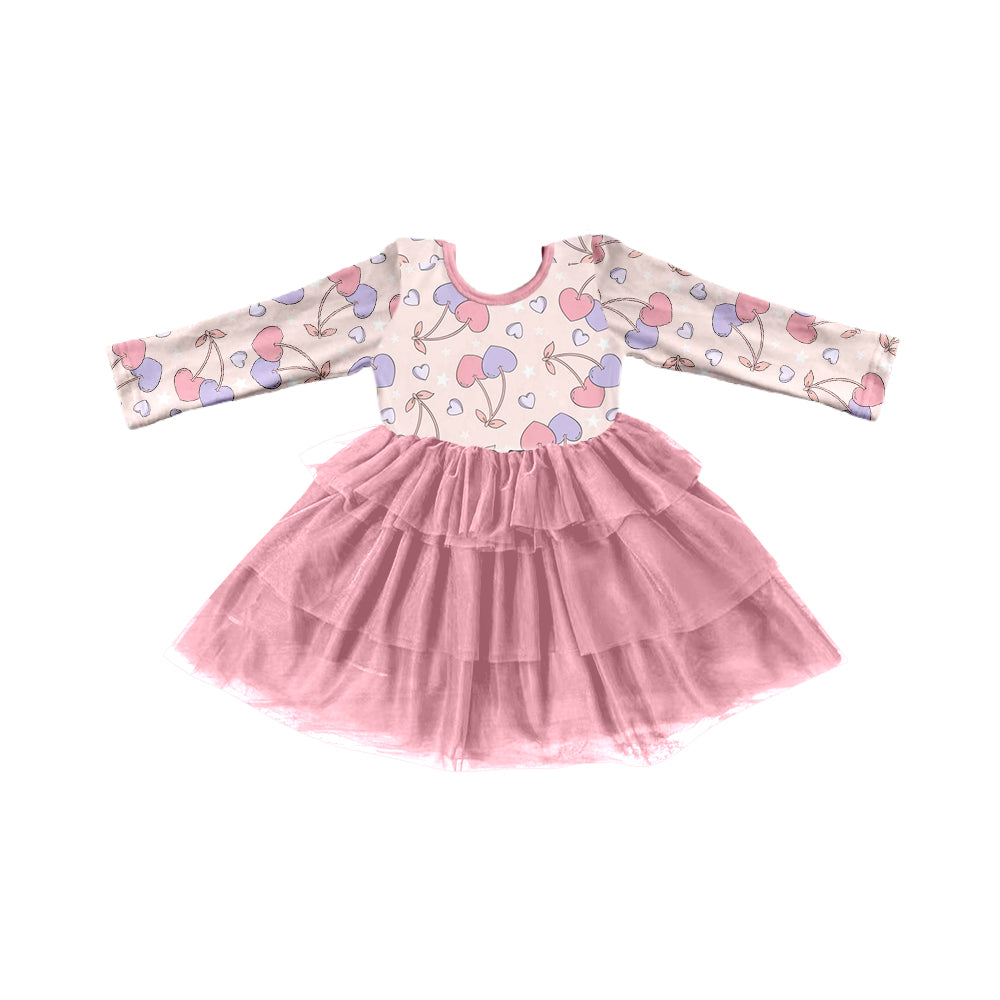 Baby Girls Valentines Cherry Tutu Ruffle Dresses preorder(moq 5)