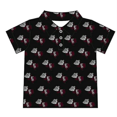 Preorder(moq 5) Baby Boys Black FB Dog Team Short Sleeve Tee Pullovers Shirts Tops