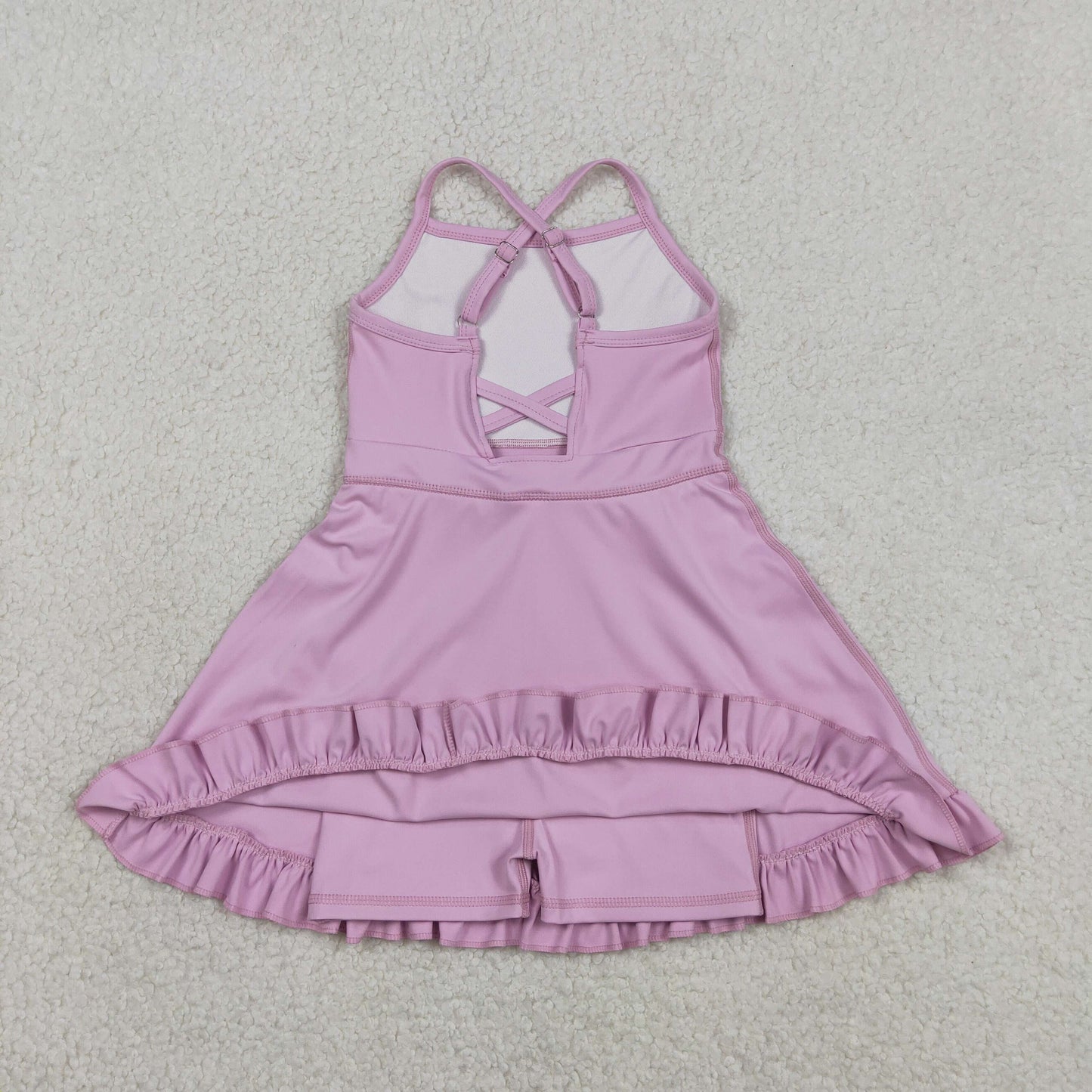 Baby Girls Lavender Strap Yoga Ruffle Active Shorts Knee Length Dresses