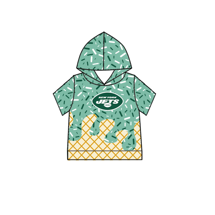 Preorder (moq 5)Baby Boys Drip Sprinkles New York Jets Team Short Sleeves Hoodies Top