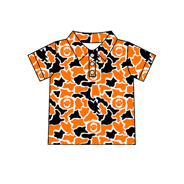 Preorder (moq 5)Baby Boys Short Sleeve Colorful Camo Team Button Polo Shirts Tops
