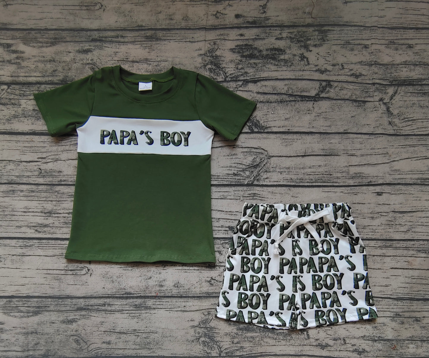 Baby Boys Papa's Boy Green Top Shorts Clothes Sets