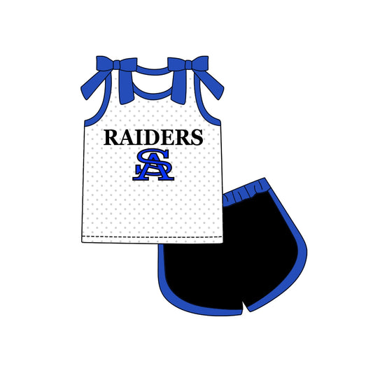 Preorder (moq 5)Baby Girls Raiders Bows Shirts Shorts Team Clothes Sets