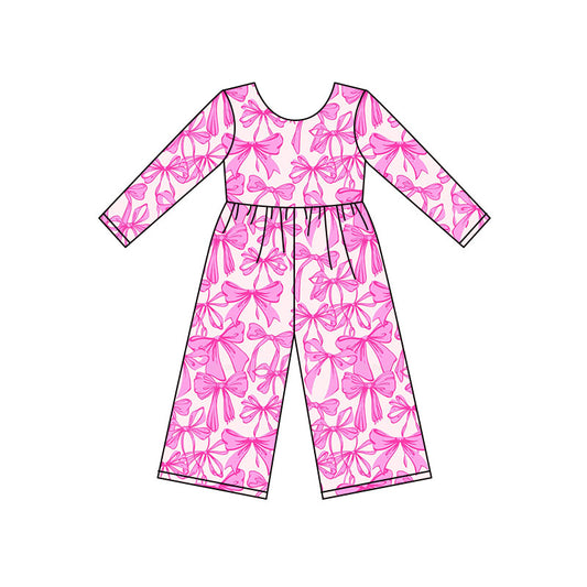 Preorder(moq 8)Baby Girls Pink Bows Plaid Valentine Pant Jumpsuits