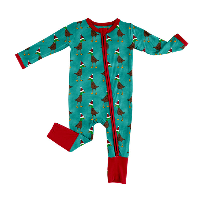 Preorder (moq 5)Baby Kids Hot Blue Long Sleeves Hats Ducks Zipper Rompers