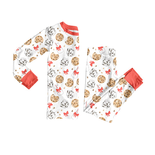 Preorder(moq 5) Baby Girls Christmas Cookie Milk Top Pants Lounge Wear Pajamas Sets