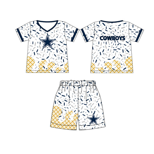 preorder(moq 5) Baby Boys Cowboys Team Short Sleeve Tee Shirt Shorts Clothes Sets