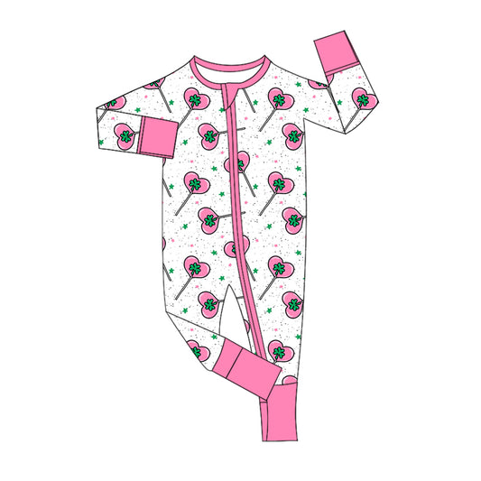 Infant Baby Girls Valentines Candy Zip Rompers preorder(moq 5)