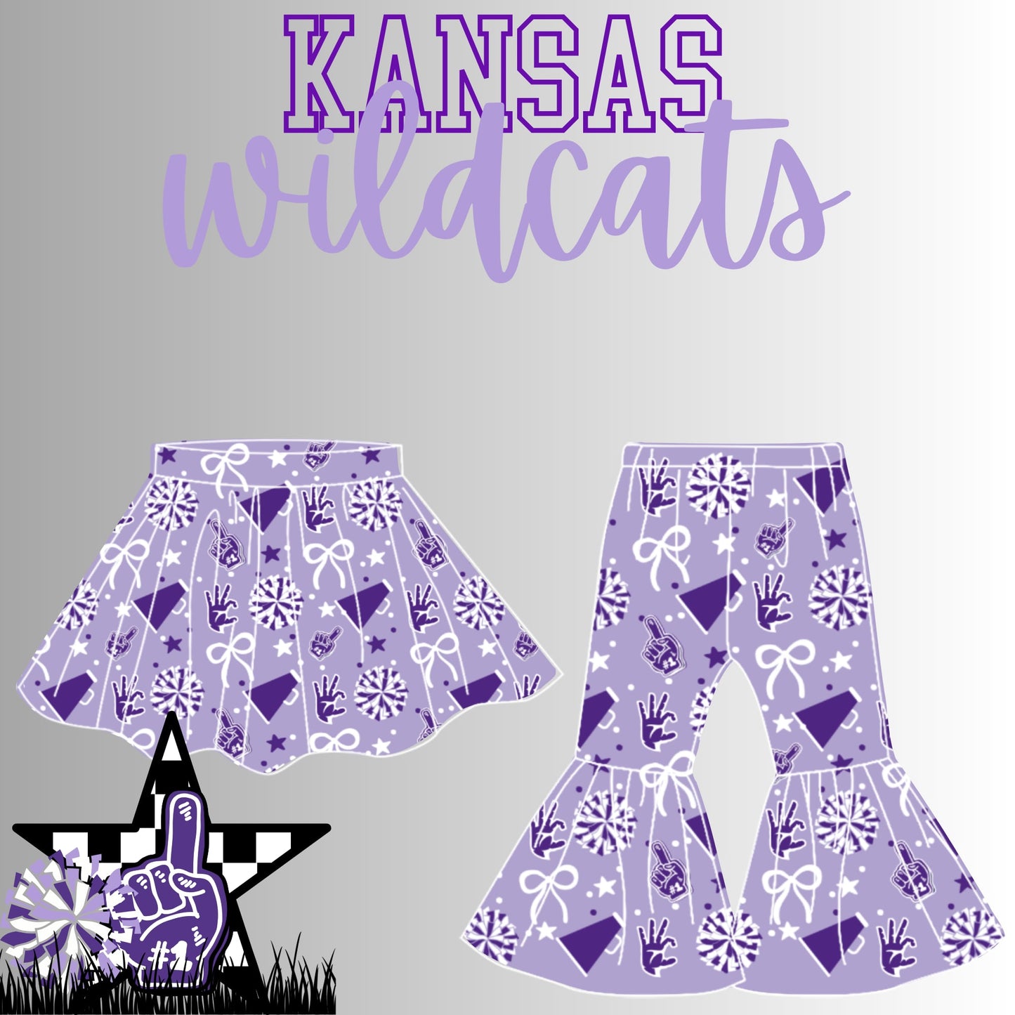 Preorder(moq 8 Each)Baby Girls Kansas Wildcats Skorts and Pants Team