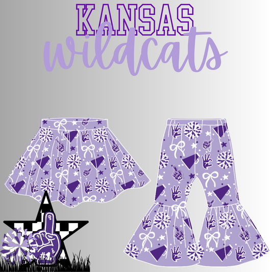Preorder(moq 8 Each)Baby Girls Kansas Wildcats Skorts and Pants Team