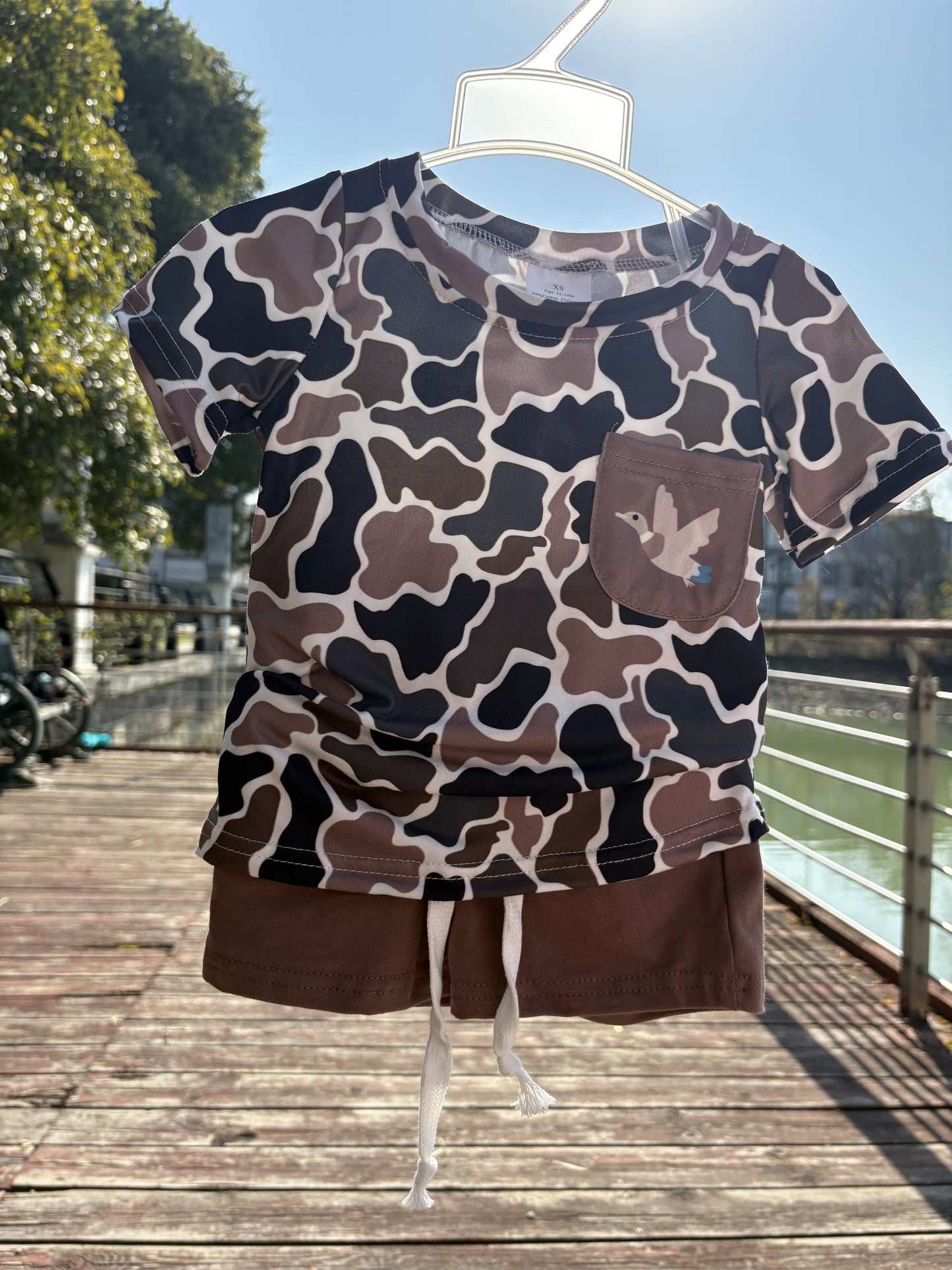 Baby Boys Duck Camo Pocket Shirt Shorts Clothes Sets