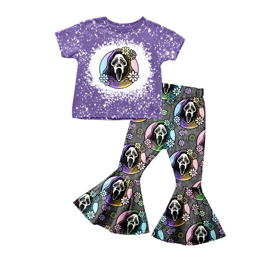 Baby Girls Halloween Flowers Tee Top Bell Pants Clothes Sets preorder (moq 5)