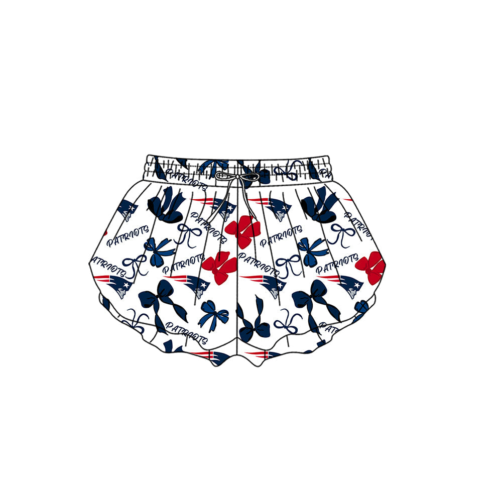 Preorder (moq 5)Baby Girls New England Patriots Bows Team Ruffle Shorts Bottom
