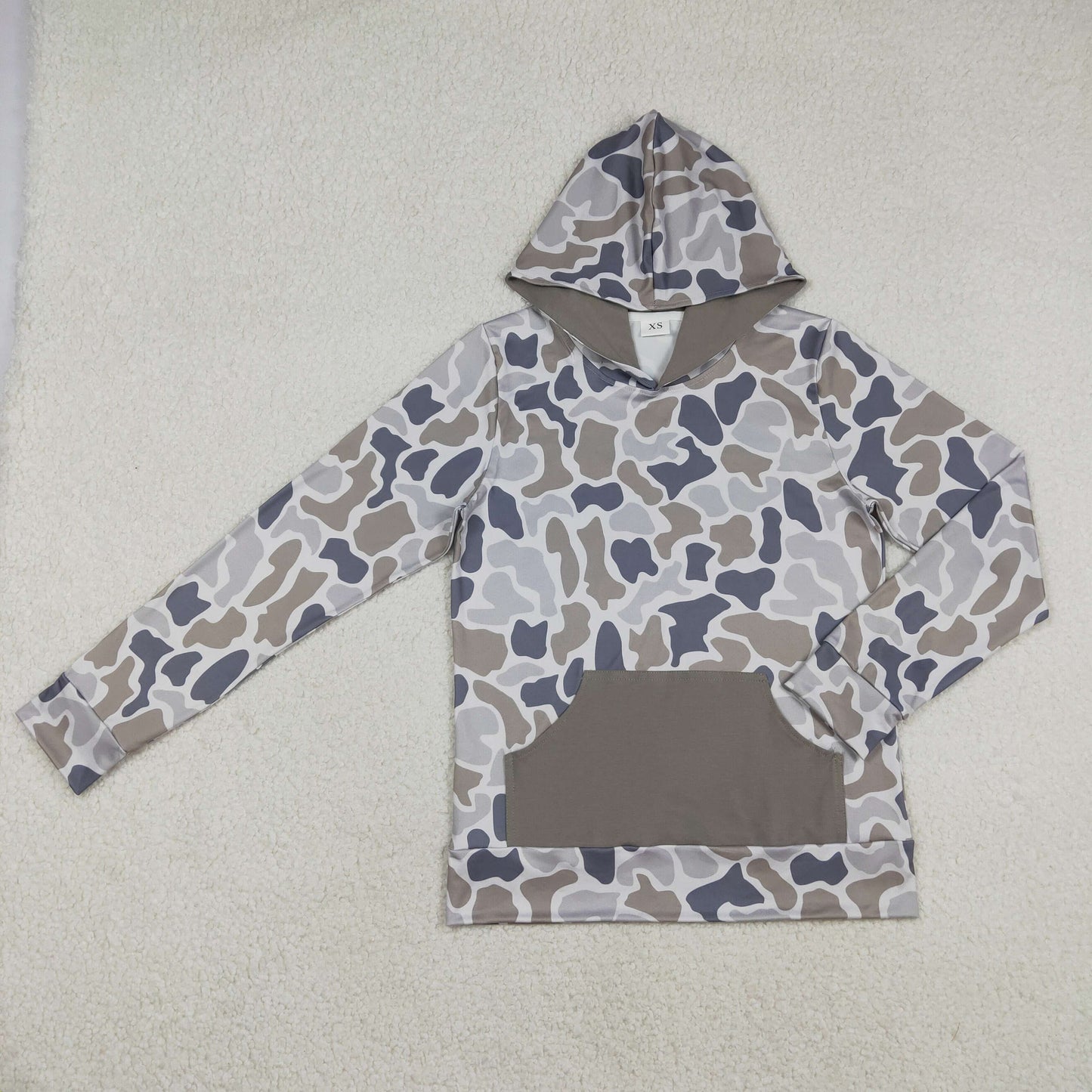 Adult Men Long Sleeve Southern Grey Camo Pocket Hoodies Top