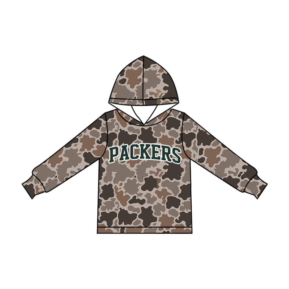 Preorder (moq 5)Baby Boys Long Sleeve Camo Packers Team Hoodies Top