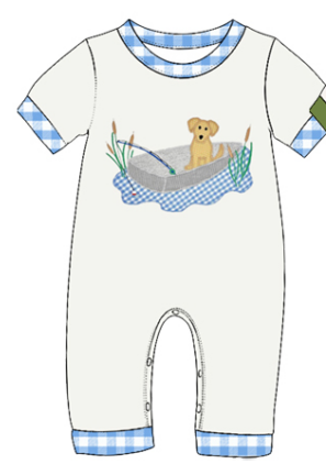 Preorder(moq5) Baby Hunting Print Plaid Trim Short Sleeve Romper Set Newborn Cotton One-Piece Bodysuit