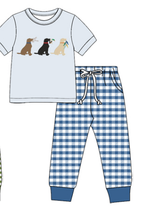 Preorder (moq5)  Boys Hunting Print Short Sleeve T-shirt and Pants Set Toddler Drawstring Pants Outfit