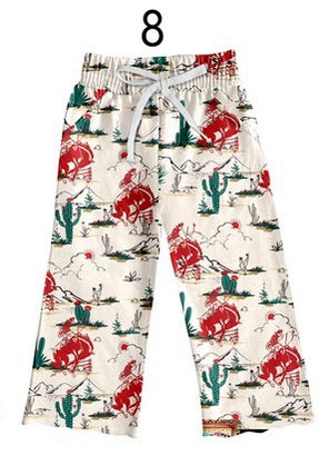 Baby Girls Western Horse Print Elastic Bottom Pants Preorder