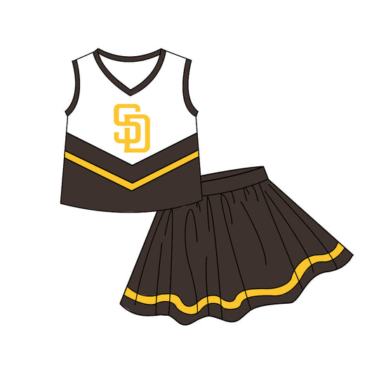 Preorder (moq 5)Baby Girls Sleeveless SD Padres Vests Skirt Shorts Team Clothes Sets