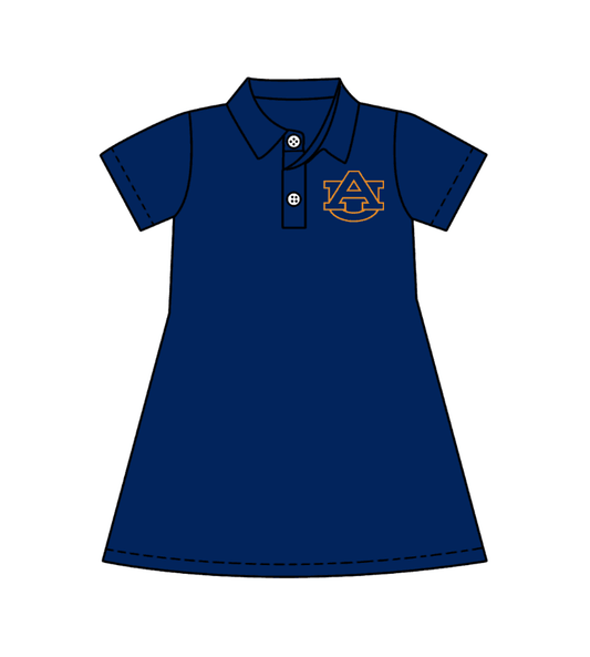 Baby Girls Short Sleeve Team Navy Knee Length Dresses preorder(moq 5)