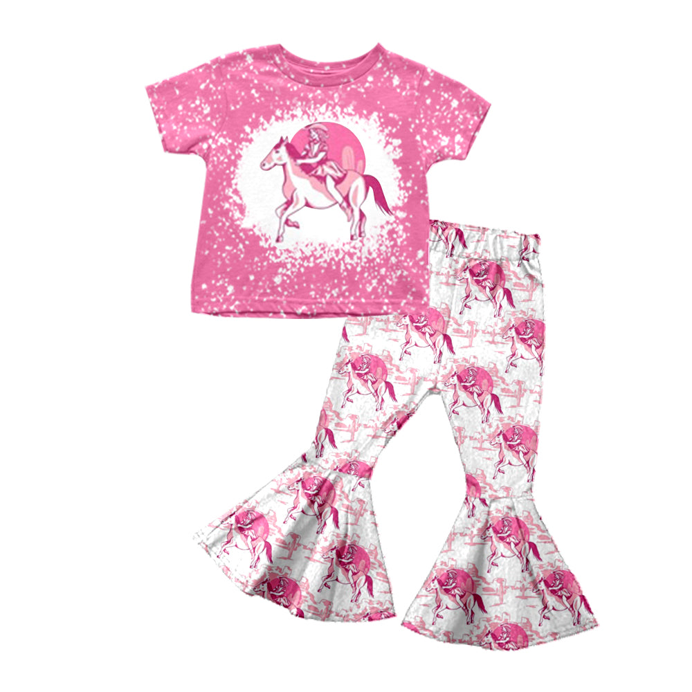 Baby Girls Rode Horse Shirt Bell Pants Clothing Sets Preorder(moq 5)