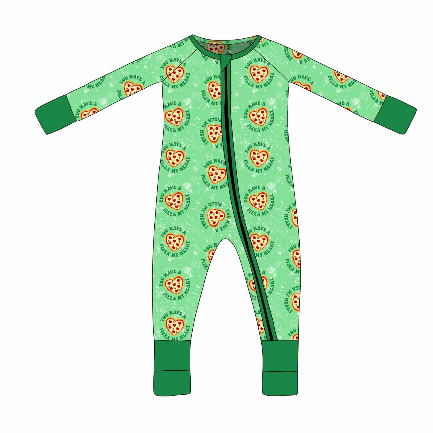 Baby Infant Kids Green Hearts Zip Rompers preorder split order Dec 1st