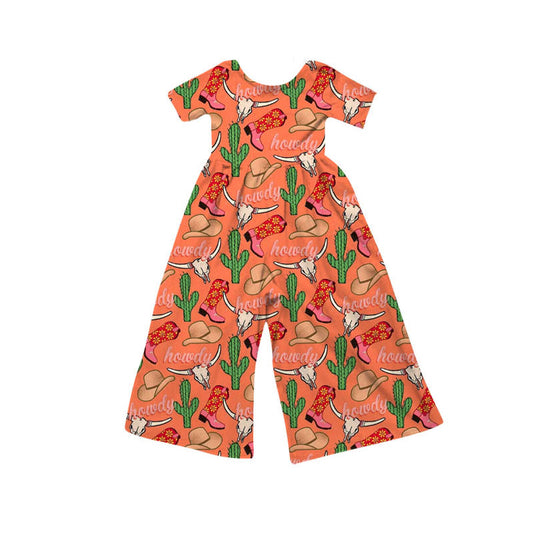 Preorder(moq 8)Baby Girls Hats Boots Cactus Bull Skulls Western Jumpsuits