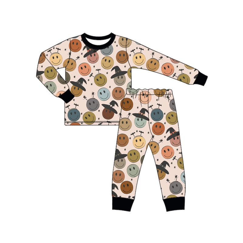 Preorder (moq 5)Baby Boys Khaki Long Sleeves Hats Smiles Plaid Top Pant Pajamas Set