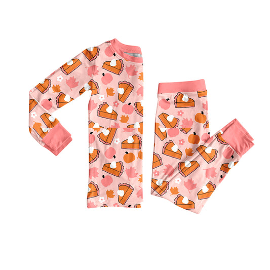 Preorder (moq 5)Baby Girls Long Sleeves Pink Pumpkins Cakes Top Pant Pajamas Set