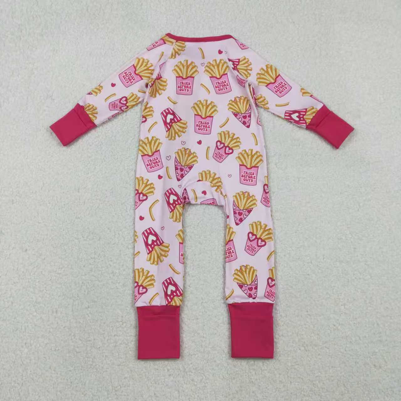 Sibling Baby Girls Hearts Chip Valentines Pants Pajamas Set Zipper Convertible Rompers